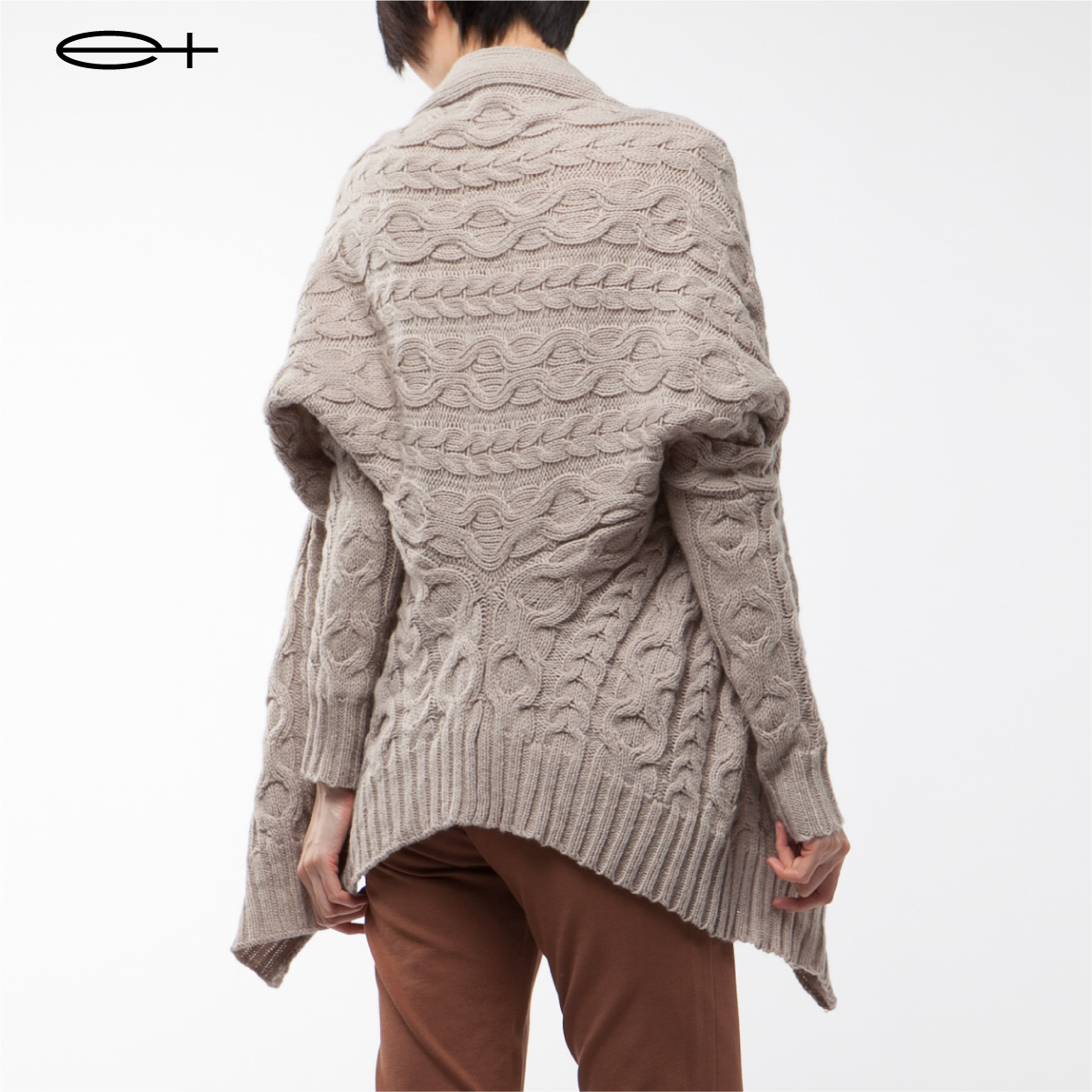 一嘉 e+设计师品牌春秋季羊毛针织开衫外套女中长款秋款上衣宽松